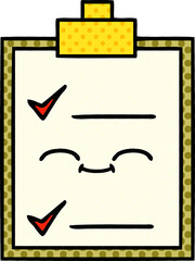 comic book style cartoon of a check list