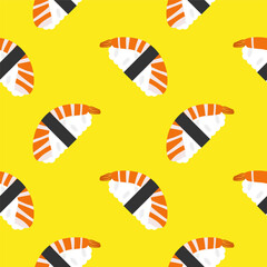 shrimp sushi seamless pattern vector illustration. Template for Japanese food cafe, japanese restaurant vector comic style.