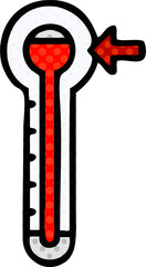 comic book style cartoon of a hot thermometer