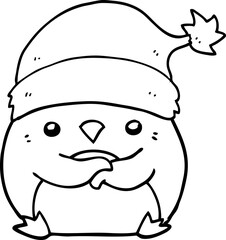 cute cartoon penguin wearing christmas hat