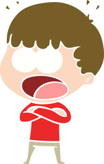 flat color style cartoon shocked man