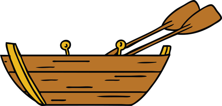hand drawn cartoon doodle of a wooden boat