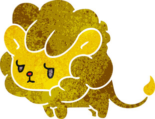 retro cartoon illustration kawaii cute lion cub