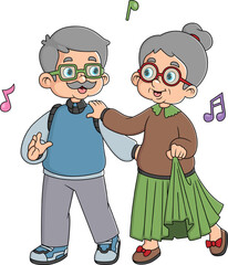 grandparents are having fun dancing and dancing
