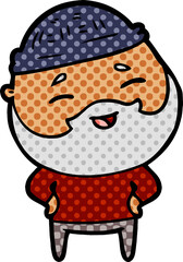 cartoon happy bearded man