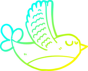 cold gradient line drawing of a cartoon bird