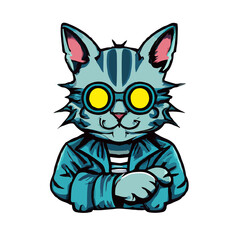 Feline Cyberpunk: Futuristic Glasses Illustration - A Stylish Cartoon Icon 