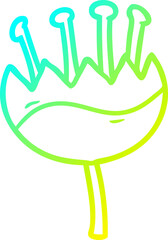 cold gradient line drawing of a cartoon flower