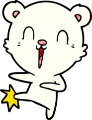 happy cartoon polar bear kicking
