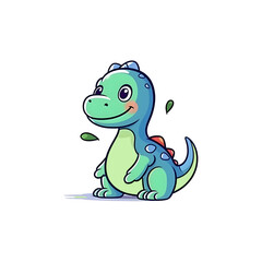 Fototapeta premium Playful Dino: Adorable 2D Illustration