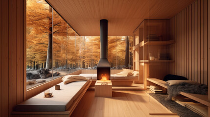 Home sauna design. Generative AI