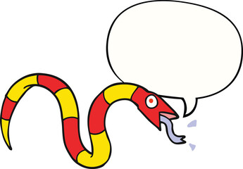 hissing cartoon snake with speech bubble