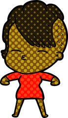 cartoon squinting girl