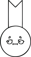 line drawing cartoon of a gold medal