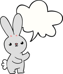 cute cartoon rabbit with speech bubble