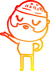 warm gradient line drawing of a cartoon man with beard