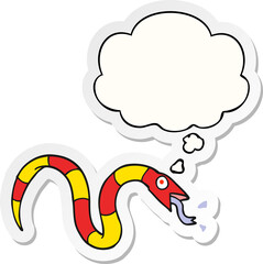 cartoon snake with thought bubble as a printed sticker