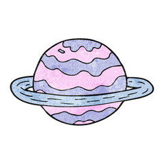freehand textured cartoon alien planet