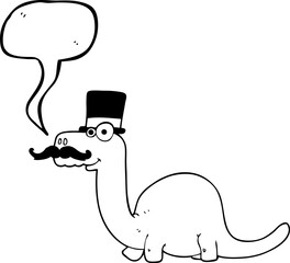 freehand drawn speech bubble cartoon posh dinosaur