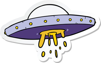 sticker of a cartoon flying UFO