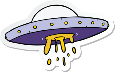 sticker of a cartoon flying UFO