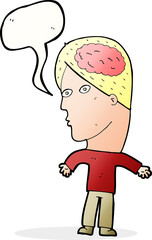 cartoon man with brain symbol with speech bubble