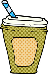 cartoon doodle coffee cup with straw