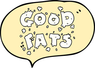 freehand drawn speech bubble cartoon good fats sign