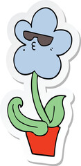 sticker of a cool cartoon flower