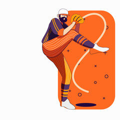 Baseball pitcher prepares to throw the ball flat design