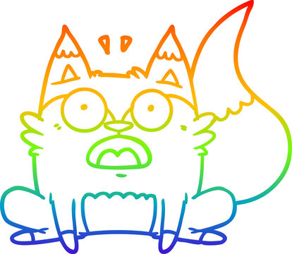 recommend clip art: rainbow gradient line drawing of a cartoon startled fox
