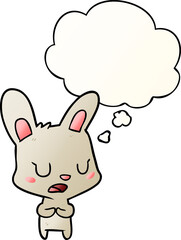 cartoon rabbit talking with thought bubble in smooth gradient style