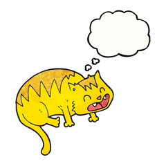 freehand drawn thought bubble textured cartoon cat