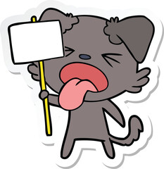 sticker of a cartoon disgusted dog