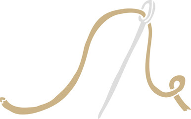 flat color illustration cartoon needle and thread