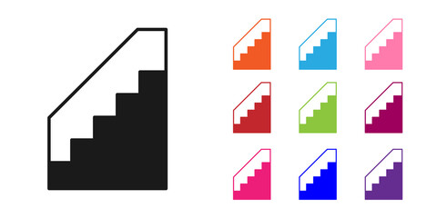Black Stairs up icon isolated on white background. Set icons colorful. Vector