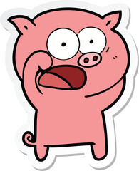 sticker of a cartoon pig shouting