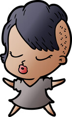 cartoon pretty hipster girl