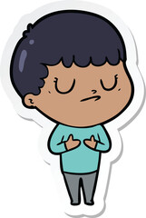 Obraz premium sticker of a cartoon grumpy boy