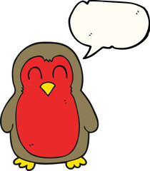 freehand drawn speech bubble cartoon christmas robin