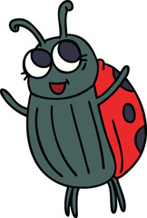 hand drawn quirky cartoon ladybird