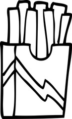 line drawing cartoon fast food fries