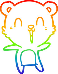 rainbow gradient line drawing of a happy cartoon polar bear