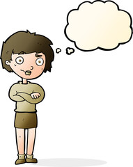 cartoon annoyed woman with thought bubble
