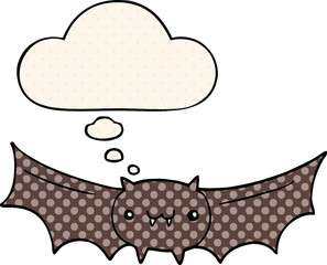 cartoon vampire bat with thought bubble in comic book style