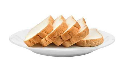 sliced bread in plate isolated on transparent png