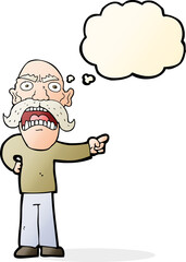 Fototapeta premium cartoon angry old man with thought bubble