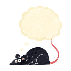 cartoon black rat with thought bubble