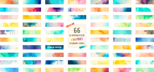 watercolor vector masking tape set