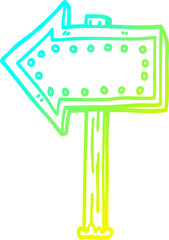 cold gradient line drawing of a cartoon light up arrow